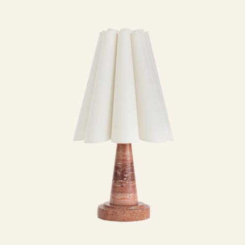 22-inch red marble mini table lamp by Kevin Francis Design with a modern, sleek design and a sturdy base.