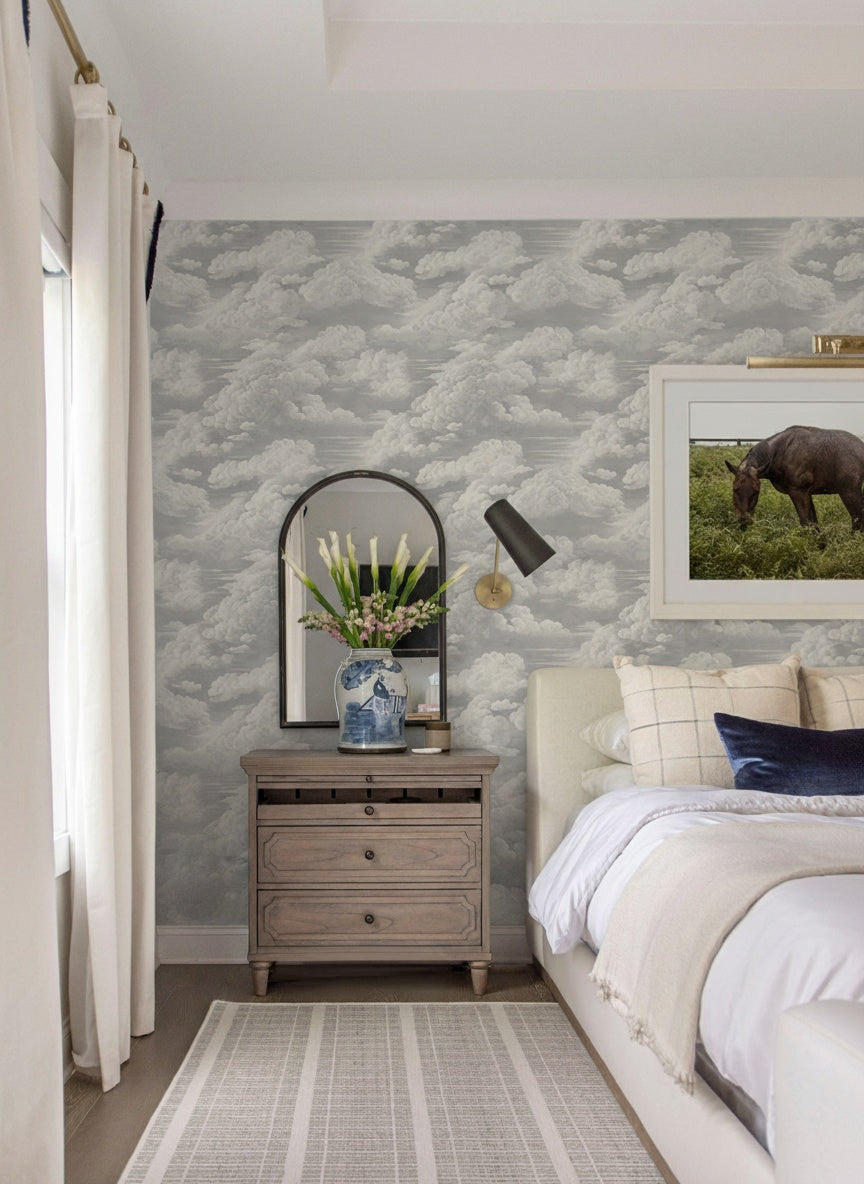 Kipling Clouds Etching Wallpaper – Antique Cream