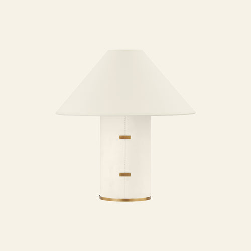 15-inch Damian Small Parchment Table Lamp by Kevin Francis Design featuring a sleek, modern design with a parchment shade.