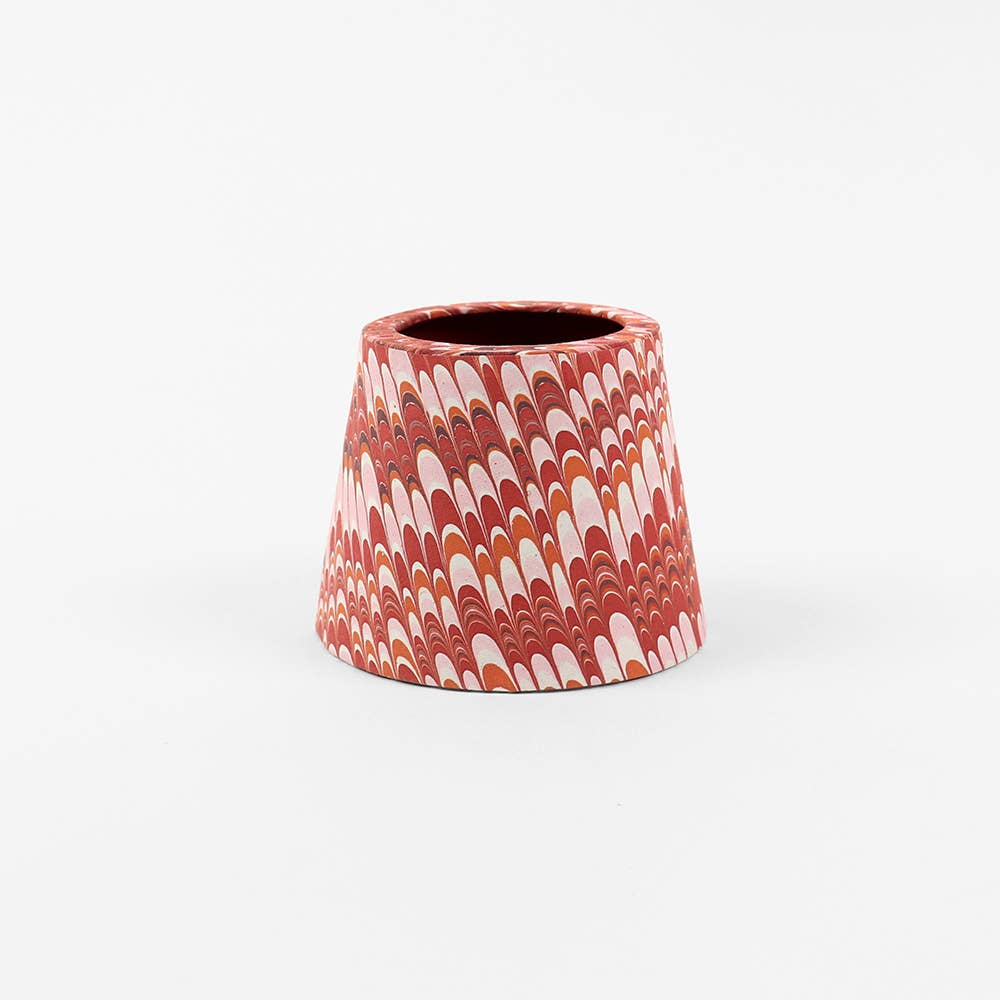 Red Mountain hand-marbled paper Poldina lamp shade cover by Kevin Francis Design