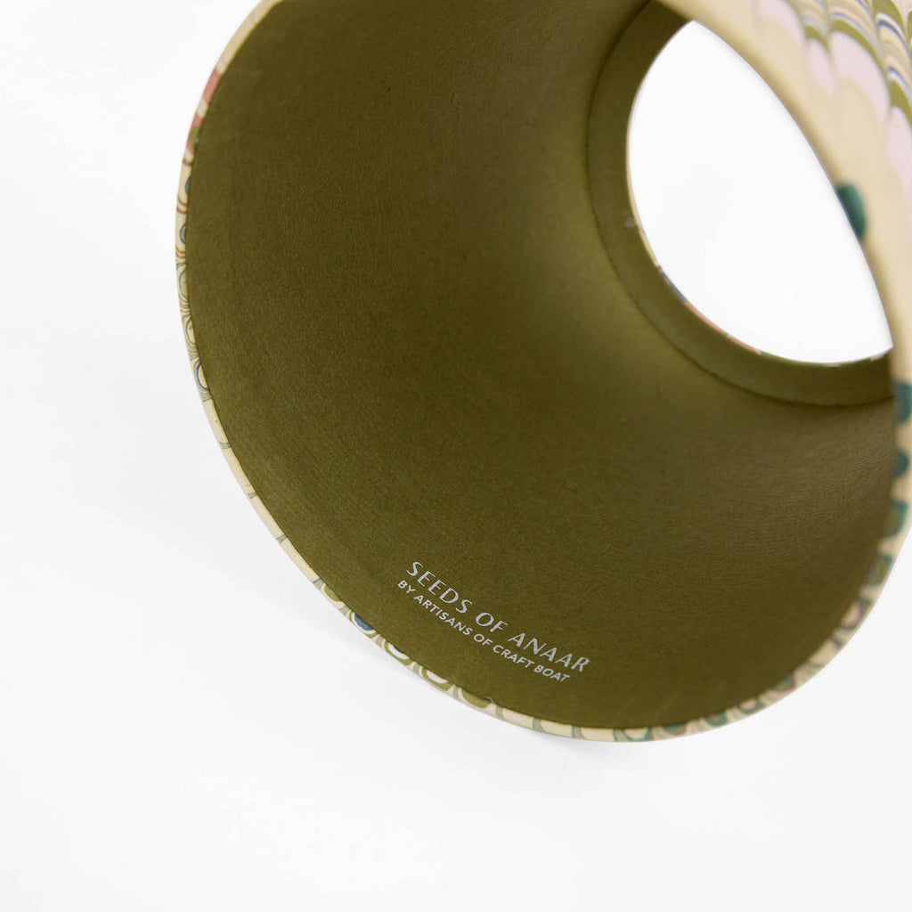 Moss Mountain hand-marbled paper Poldina lamp shade cover by Kevin Francis Design