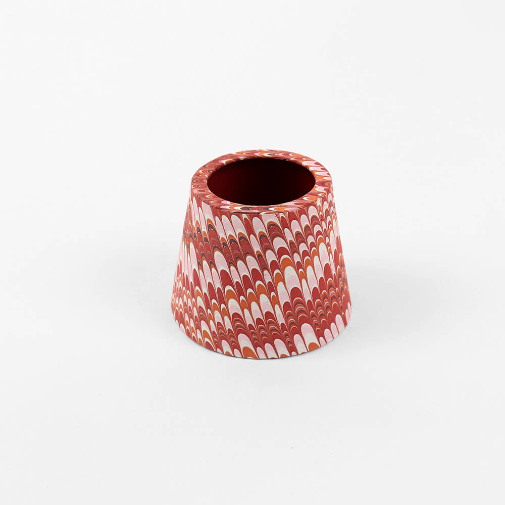 Red Mountain hand-marbled paper Poldina lamp shade cover by Kevin Francis Design