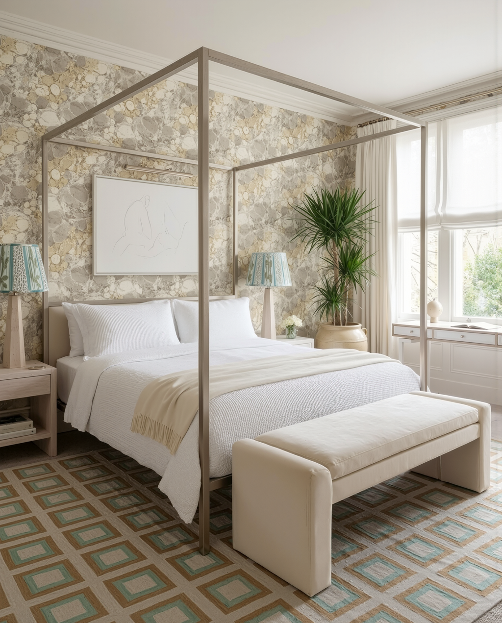 26" Juliana Travertine Pillar Stone Table Lamp | Table Lamp by Kevin Francis Design