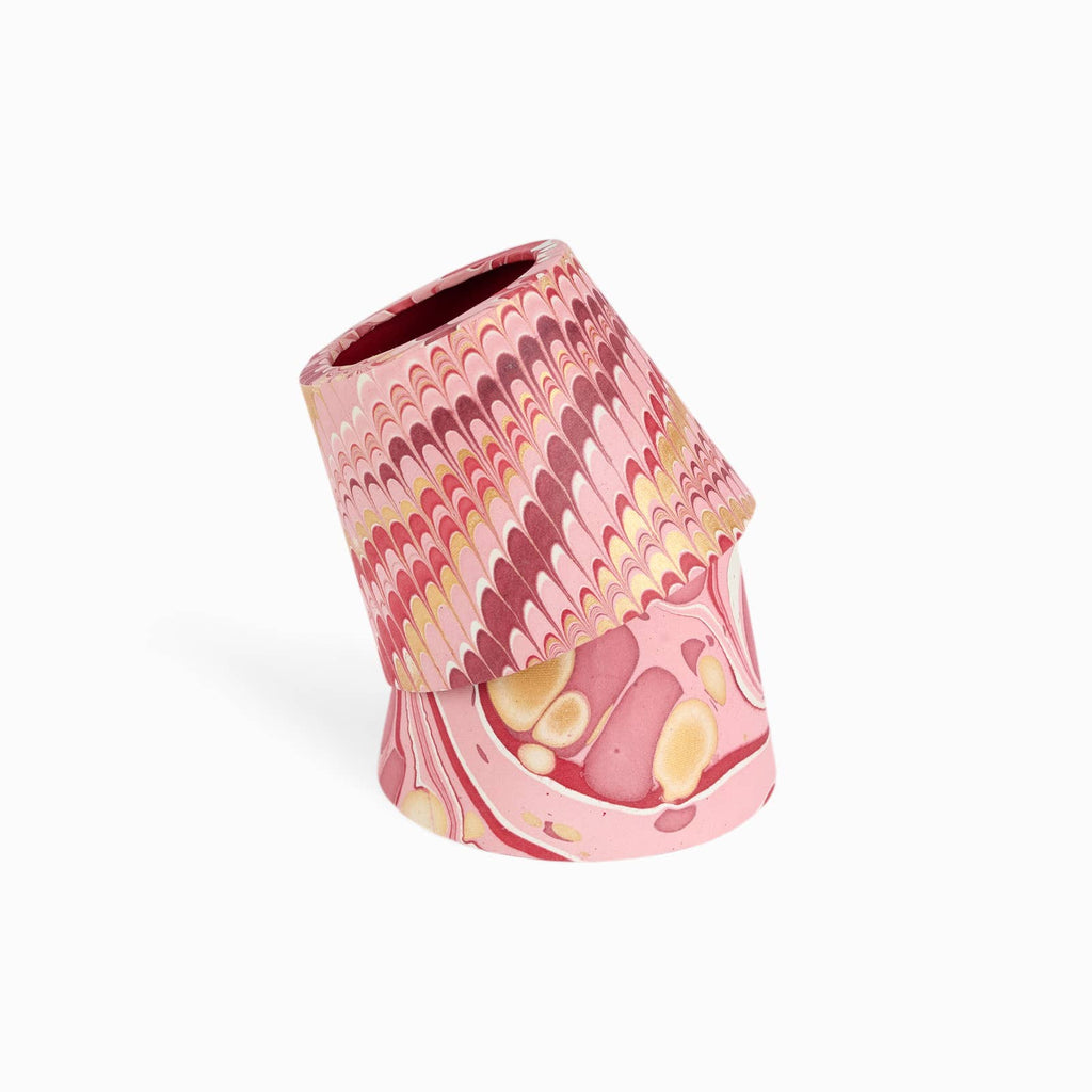Garnet Red Mountain hand-marbled paper Poldina lamp shade cover by Kevin Francis Design