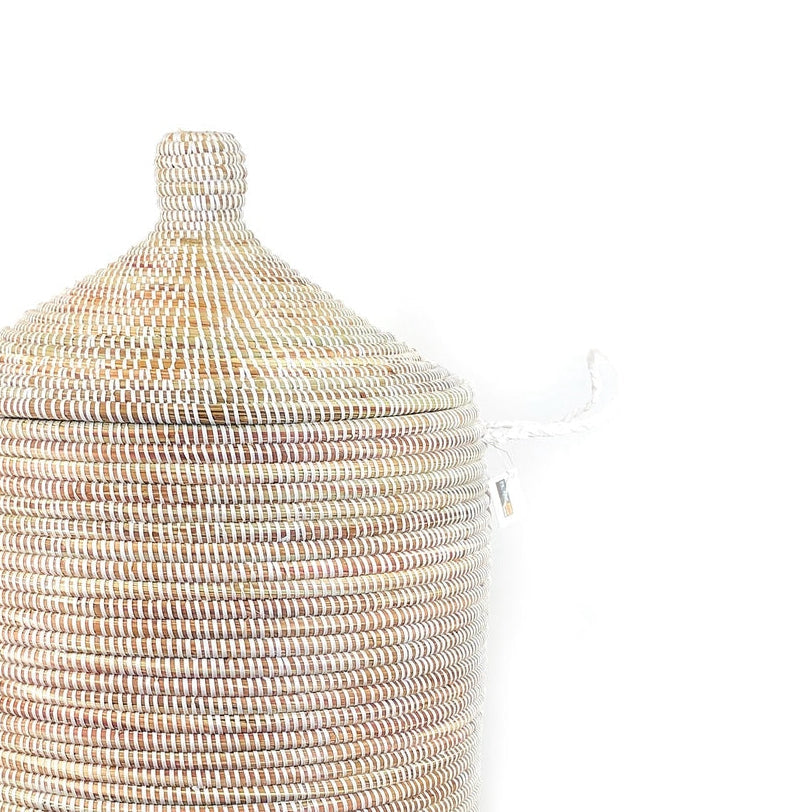 Dou Large Lidded Storage Basket in White by Kevin Francis Design | Luxury Area Rugs & Home Decor