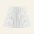 Cream linen lamp shade with pleated design, empire style from Kevin Francis Design, suitable for elegant home lighting.