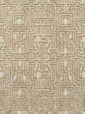 Kevin Francis Design Theseus hand-tufted maze rug featuring a geometric pattern in neutral tones on a plush surface.