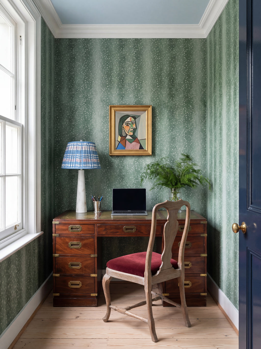 Wilde Spotted Antelope Hide Wallpaper – Moss Green | Repeat Pattern Wallpaper by Kevin Francis Design