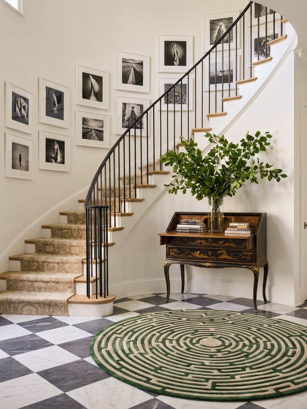 Round Amiens Hand-Tufted Maze Rug | Tufted Rug by Kevin Francis Design