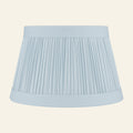 Blue Hill Pleated Linen Banded Lamp Shade by Kevin Francis Design showing a stylish, pleated linen fabric with blue band detail.