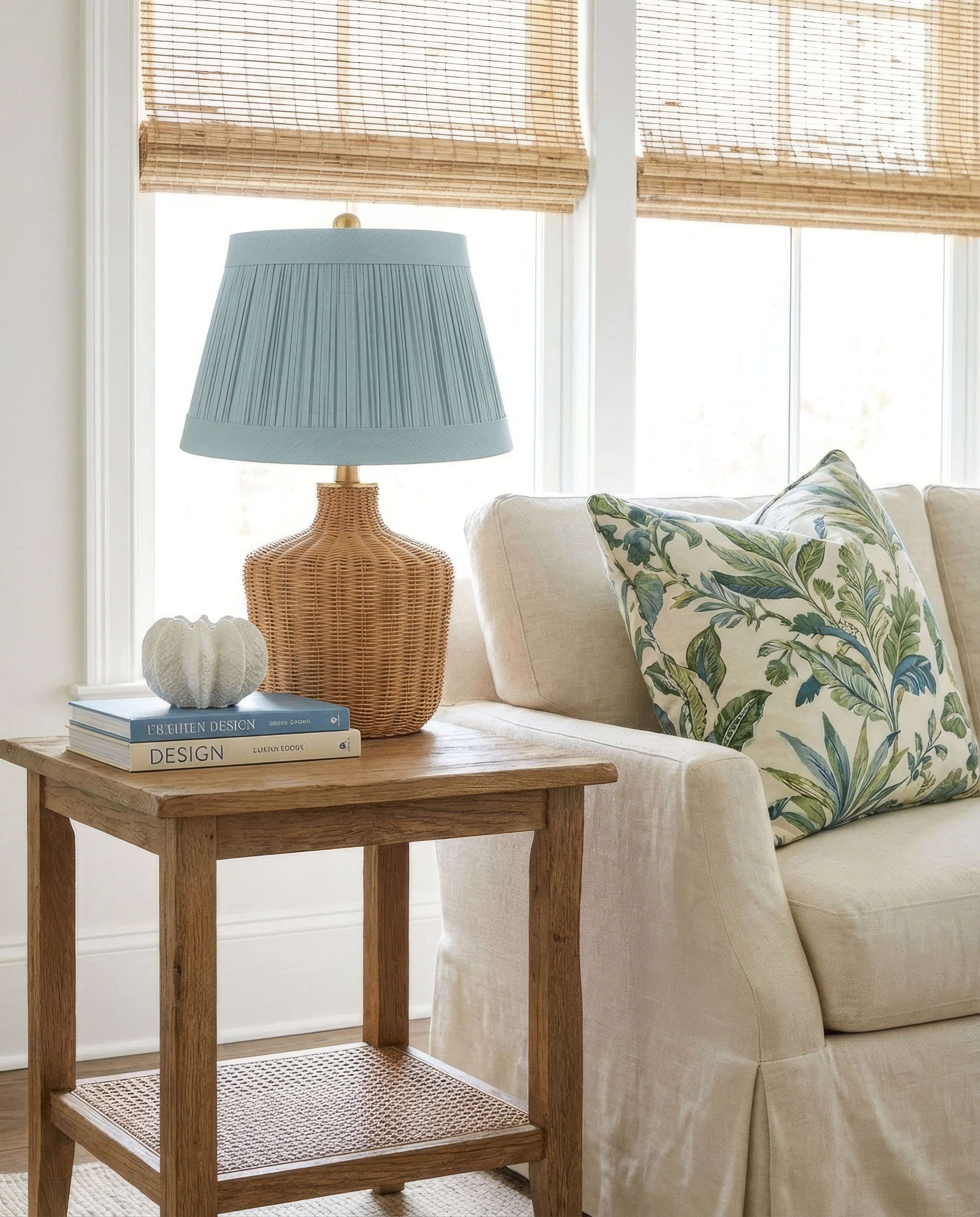 22" Lillian Woven Rattan Wicker Table Lamp