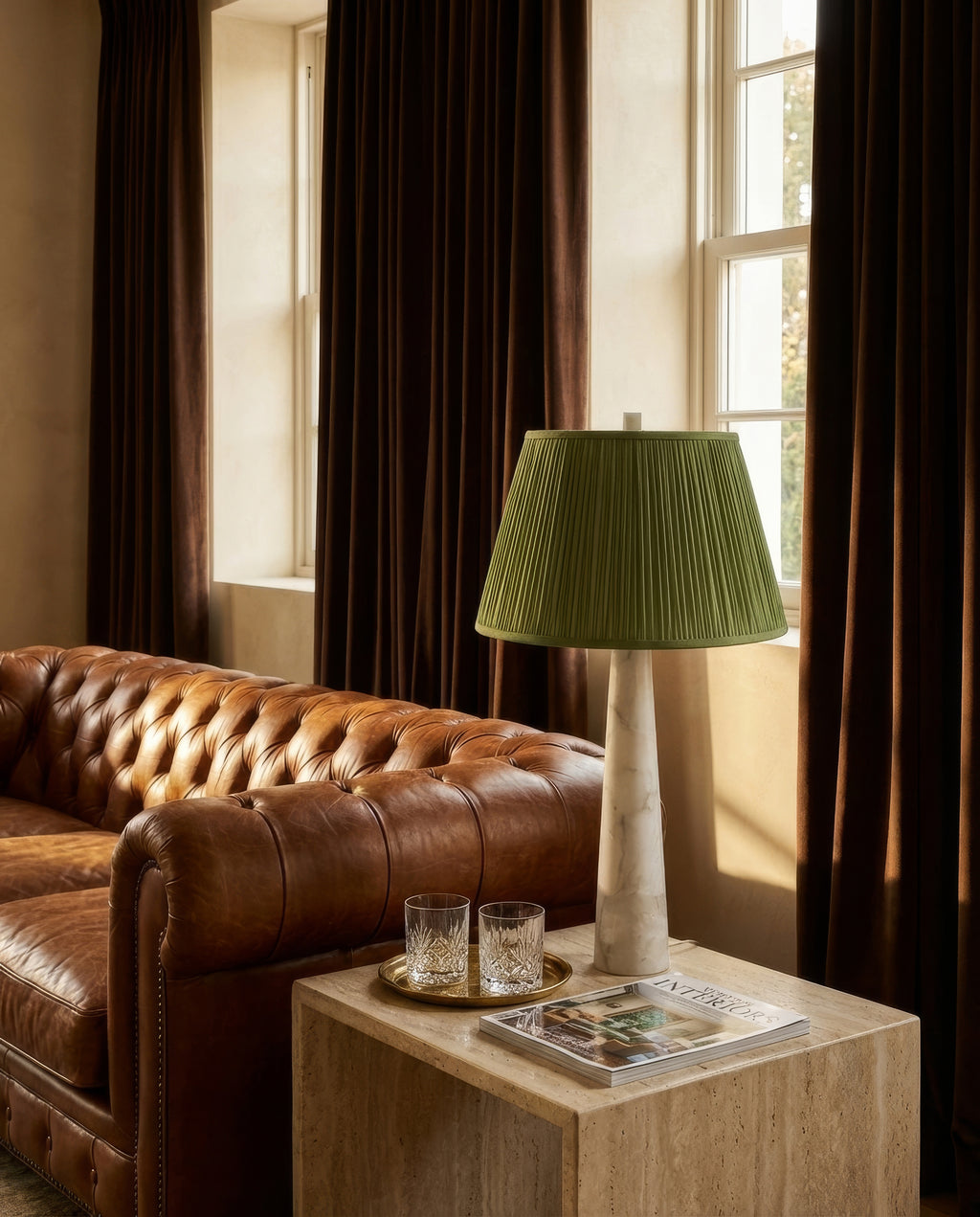 30” Florence Alabaster Pillar Stone Table Lamp | Table Lamp by Kevin Francis Design