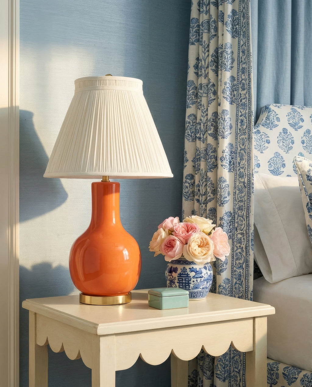 28" Augusta Orange Single Gourd Ceramic Table Lamp | Table Lamp by Kevin Francis Design