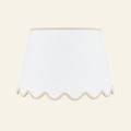 Scalloped white raffia lamp shade by Kevin Francis Design, featuring a stylish and textured design for elegant lighting.