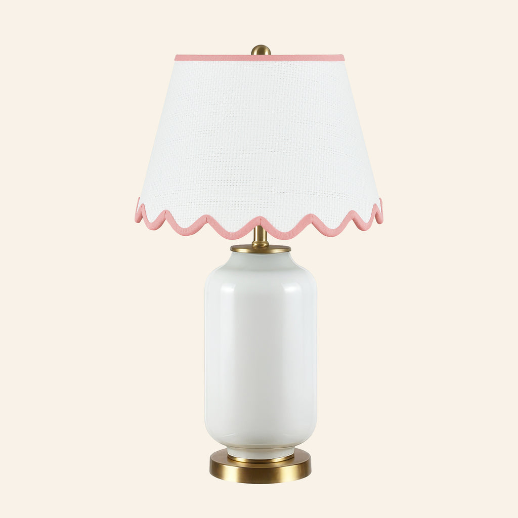26” Penelope White Glass Table Lamp | Table Lamp by Kevin Francis Design