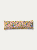 Contrado Petunia Meadow floral bolster cushion, extra long lumbar pillow with colorful petunia floral pattern and soft fabric.