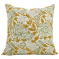 The Rumson block print pillow cover in mustard and sage, linen blend