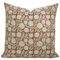 The Springlake block print pillow cover in brown and tan, heavyweight linen
