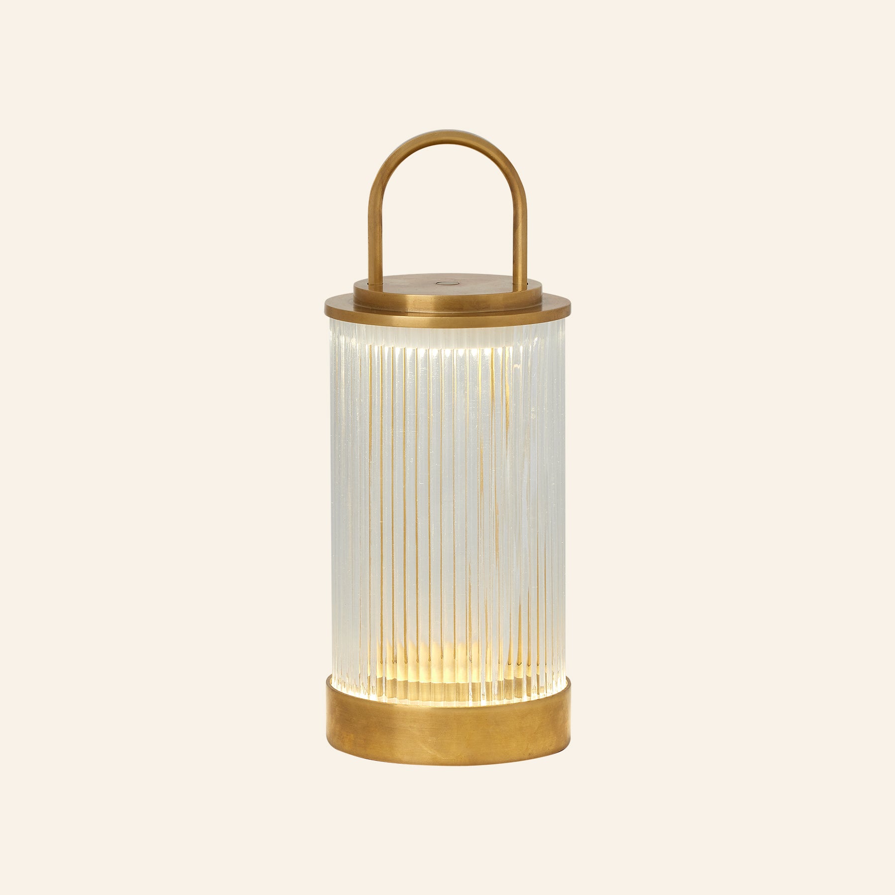 11" Terry Fluted Glass Rechargeable Lantern Lamp | Table Lamp by Kevin Francis Design