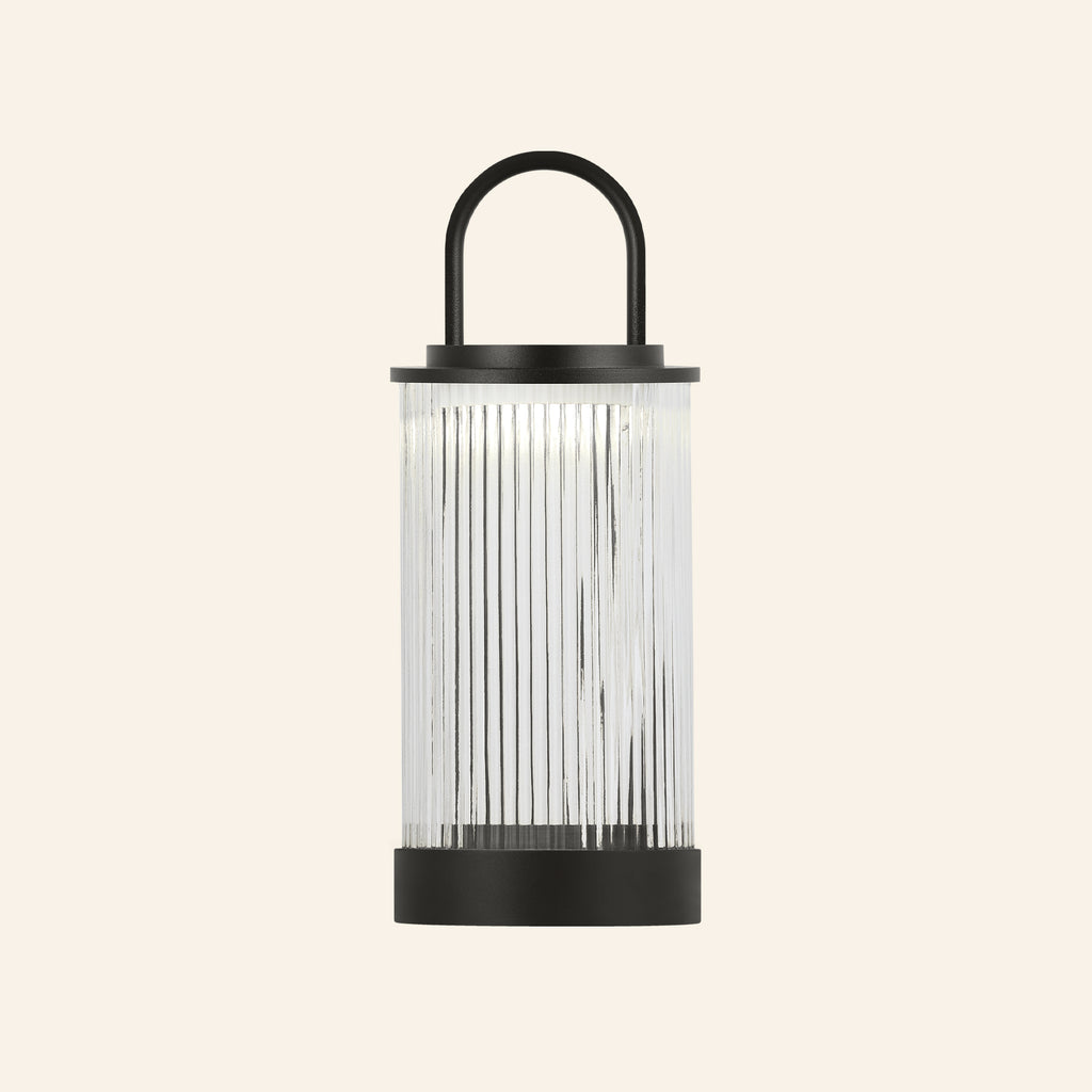 11" Terry Fluted Glass Rechargeable Lantern Lamp | Table Lamp by Kevin Francis Design