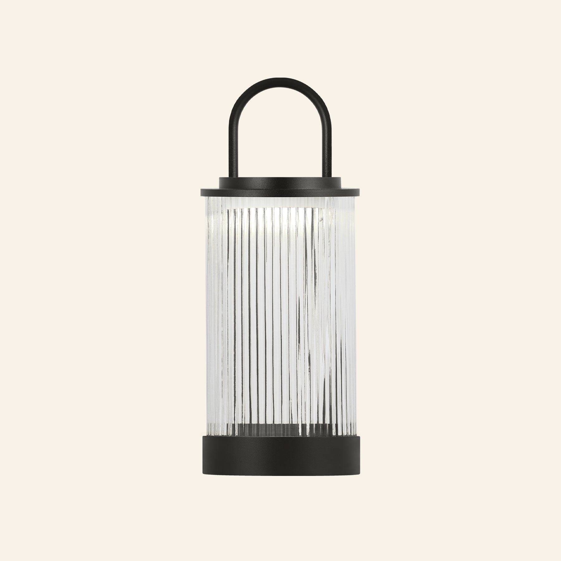 11" Terry Fluted Glass Rechargeable Lantern Lamp | Table Lamp by Kevin Francis Design