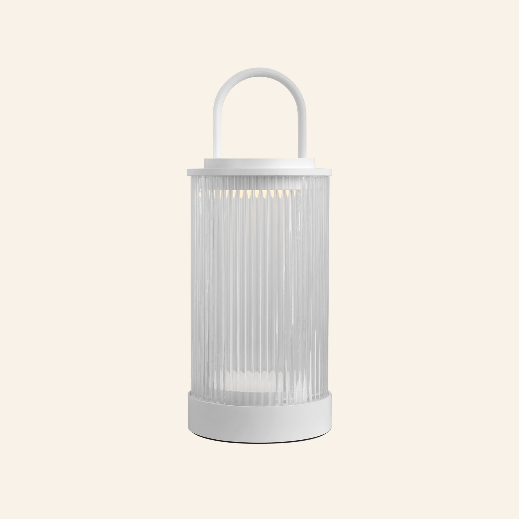 11" Terry Fluted Glass Rechargeable Lantern Lamp | Table Lamp by Kevin Francis Design