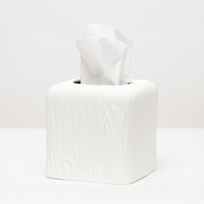 Burma White Porcelain Tissue Box Cover by Kevin Francis Design | Luxury Home Decor