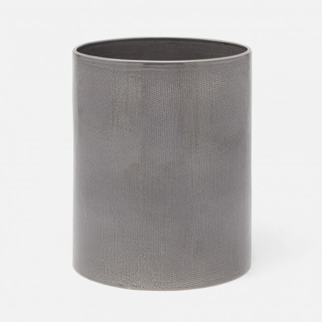 Cordoba Grey Ceramic Wastebasket by Kevin Francis Design | Luxury Home Decor