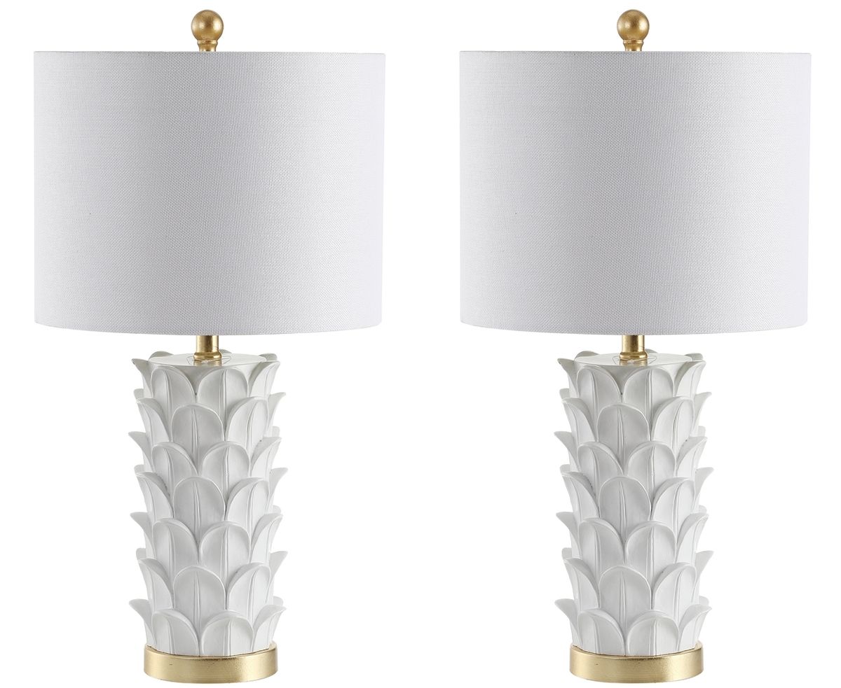 Set of Two Sculpted Leaf White Table Lamp by Kevin Francis Design | Luxury Home Decor