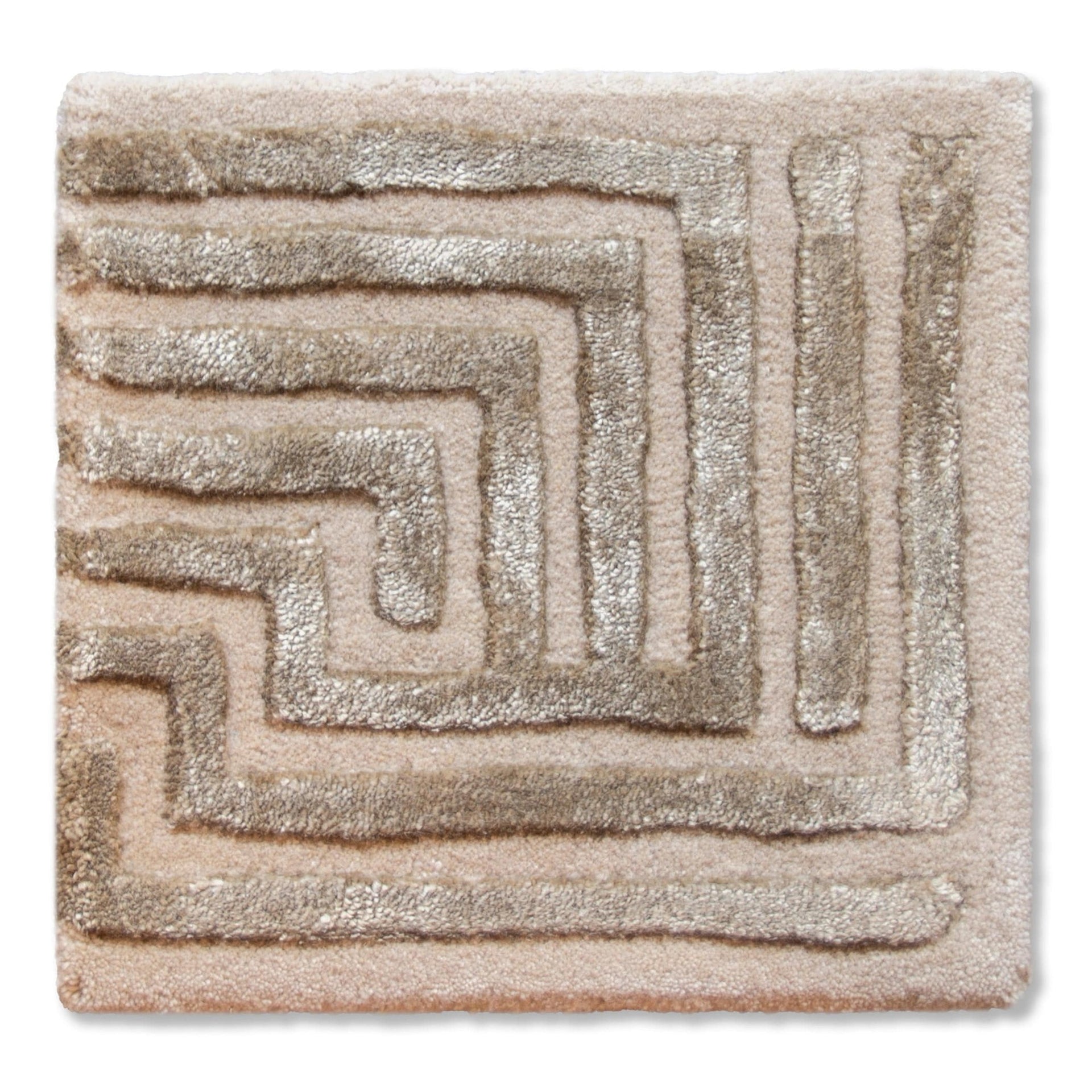 Knossos Hand-Tufted Maze Rug in Wheat Tan by Kevin Francis Design