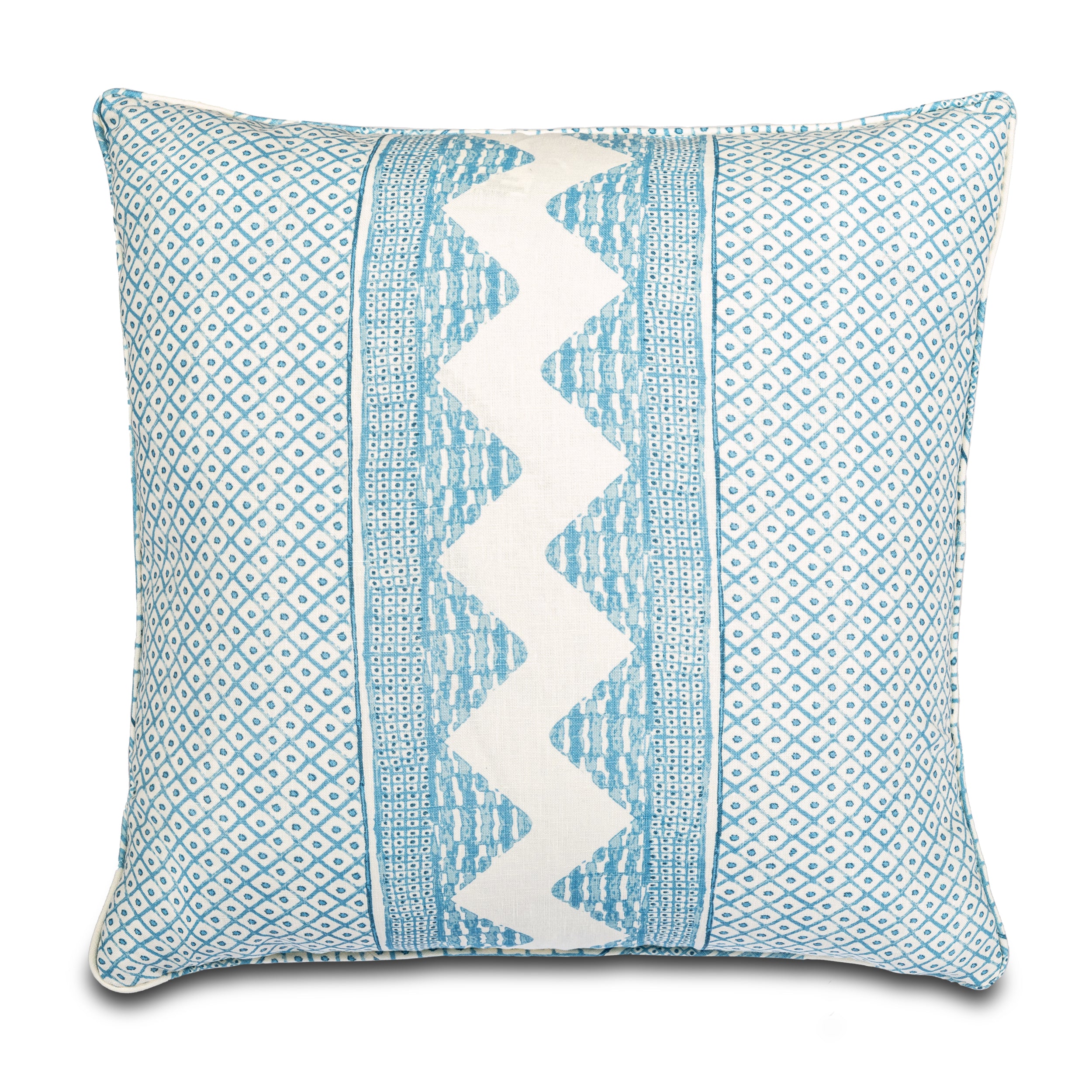 Whitaker Sky Blue Ikat Throw Pillow by Kevin Francis Design | Luxury Home Decor
