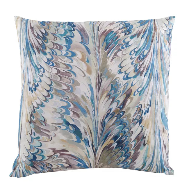 22" Taplow Blue Marbleized Throw Pillow by Kevin Francis Design | Luxury Home Decor
