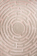 Pink Amiens Hand-Tufted Maze Rug by Kevin Francis Design, featuring intricate maze pattern and soft tufted texture.