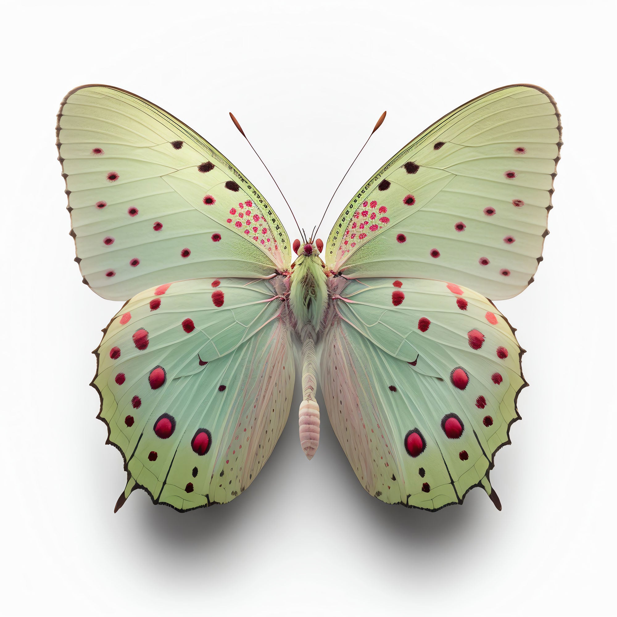 Green Butterfly on White Background Fine Print | Kevin Francis Design