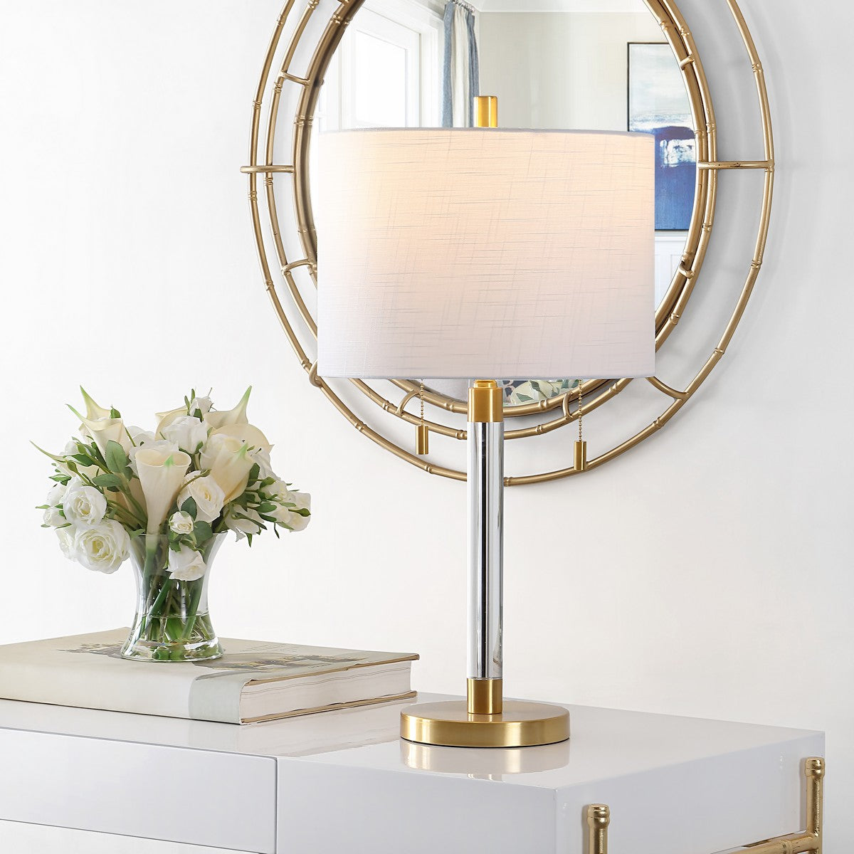 Bixby Brass Double-Pull Table Lamp by Kevin Francis Design | Luxury Home Decor