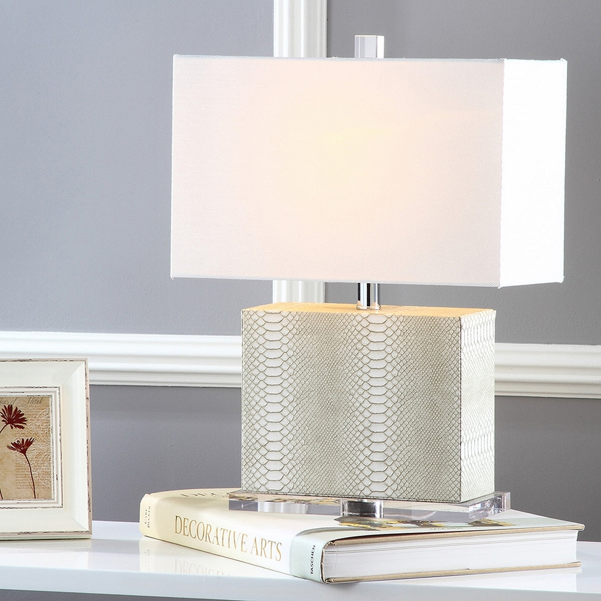 Delia Snakeskin Rectangular Table Lamp by Kevin Francis Design | Luxury Home Decor
