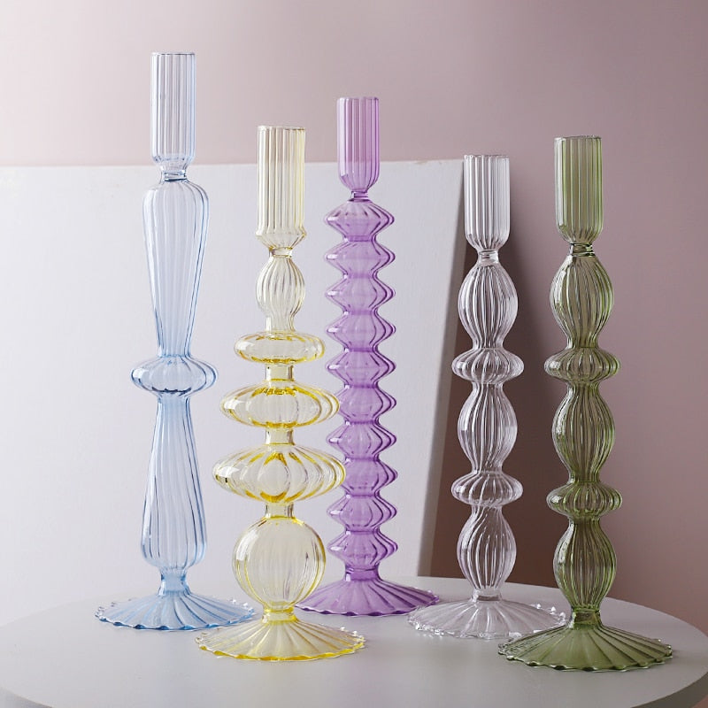 Colorful Glass Sculptural Nordic Candleholder by Kevin Francis Design | Luxury Home Decor