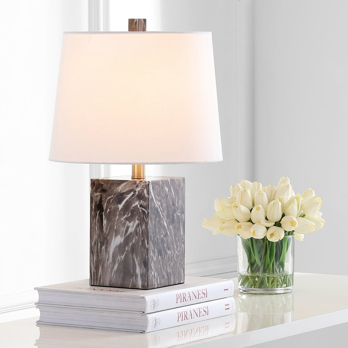 Petite Brown Marble Block Table Lamp by Kevin Francis Design | Luxury Home Decor